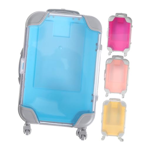 Gogogmee 4 Stück Miniatur Koffer Wimpernbox Kunststoff Reise Make Up Aufbewahrung Transparent Leicht Robust mit Zugstange für Damen Mädchen Kosmetik Schmuck Organizer von Gogogmee