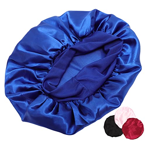 Gogogmee 4 Stück Satin Schlafhaube Damen Elastische Kopfbedeckung für Haarschutz Beim Schlafen Make Up und Waschen Schwarz Blau Rosa von Gogogmee