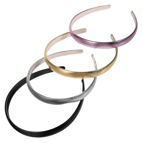 Gogogmee 4 Stück Teiliges Damen Stirnband aus Hochwertigem Farbig Glänzendem Kunstleder Gepolstert Modisch und Retro Vielseitig Einsetzbar für Alltag Arbeit Party und Festlichkeiten in von Gogogmee