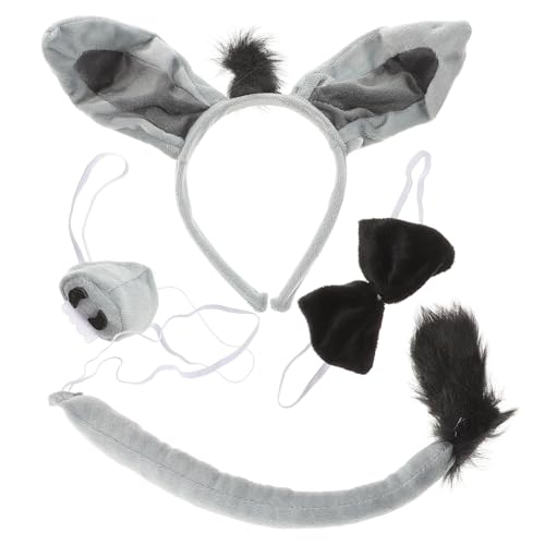 Gogogmee 4 Stück Teiliges Esel Kostüm für Ohren Haarreif Fliege und Nase Lustiges Tierkostüm Zubehör für Halloween Cosplay Karneval Tierparty von Gogogmee