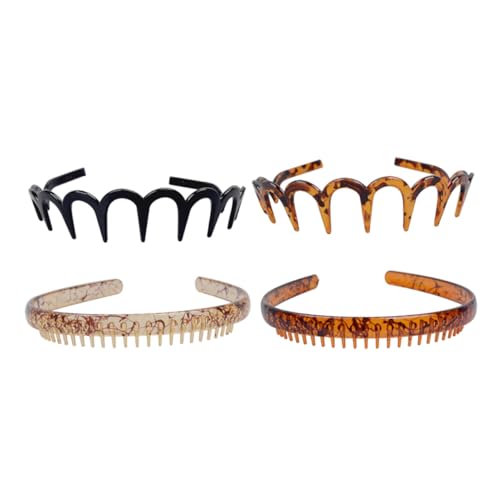 Gogogmee 4 Stück Teiliges Haarband aus Kunststoff Unisex Rutschfest mit U Förmigen Zähnen Langlebig und Modisch Geeignet für Langes Haar und Sport Praktische Stirnbänder für Damen und von Gogogmee