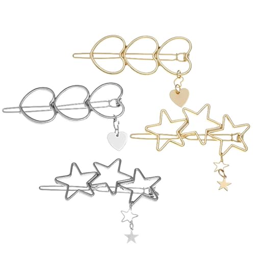 Gogogmee 4 Stück Teiliges Haarklammern Stern Herzform Modische Haarklammern für Damen Fester Sitz Geeignet als Kopfbedeckung für Alltag Festtage und Besondere Anlässe von Gogogmee