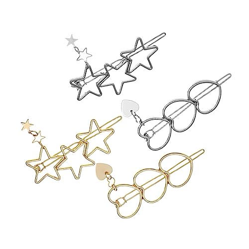 Gogogmee 4 Stück Teiliges Haarklammern aus Herz und Sternform Haarnadeln mit Gutem Haarspangen für Mädchen Geeignet für Party Hochzeit Festival Alltag von Gogogmee