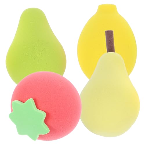 Gogogmee 4 Stück Teiliges Make up Schwamm Früchte Design Tragbare Beauty Feucht Trocken Anwendbar Weiche Puderquasten für Flüssige Foundation Concealer Bunte Kosmetik Schwämmchen für Damen von Gogogmee