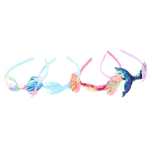 Gogogmee 4 Stück Teiliges Meerjungfrau Stirnband mit Pailletten Haarschmuck Buntes Haarschmuck für Mädchen Karneval Halloween Kostüm Party Zubehör von Gogogmee