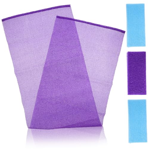 Gogogmee 4 Stück Teiliges Peeling Handtuch aus Elastischem Nylon Sanfte Hautreinigung und Abgestorbene Haut Entfernung Waschbare Körper Peeling Tücher für Altersgruppen für Schwer von Gogogmee