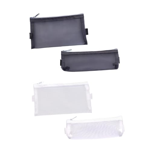 Gogogmee 4 Stück Teiliges Transparentes Netz stiftemäppchen Große Kleine Verschleißfest Leicht Geräumig Praktisches Federmäppchen für Schule Büro Studenten und Alltag Dunkel von Gogogmee