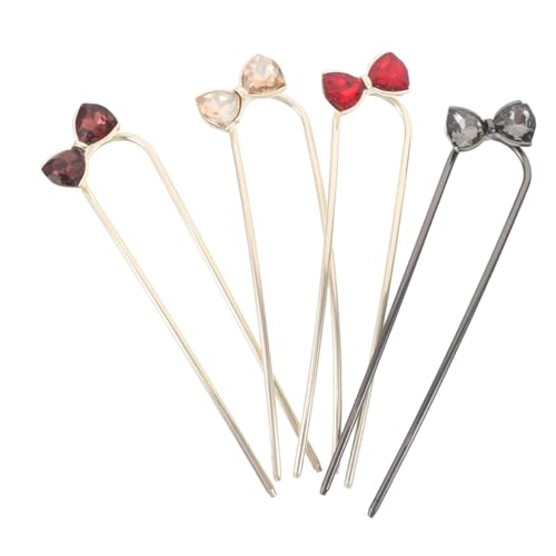 Gogogmee 4stücke Chinesische Haarnadeln Mit Strasssteinen Und Schleife U-förmige Haarspangen Für Frauen Haarschmuck Im Vintage-stil Für Hochzeiten Und Formelle Anlässe von Gogogmee