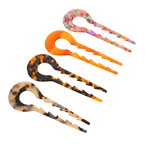 Gogogmee 4 Stück Teiliges U Förmige Haarnadeln aus Acetat Rutschfeste Haarschmuck für Damen für Dutt Styles und Besondere Anlässe von Gogogmee