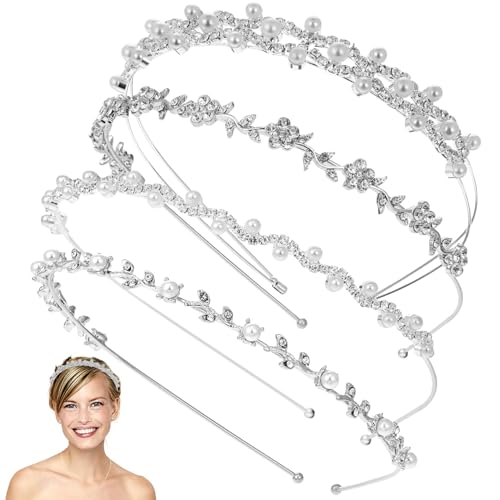 Gogogmee 4 Stück Wunderschöne Braut Haarschmuck Strass Perlen Haarreif Hochzeit Tiara Elegant Komfortabel Passend für Brautkleider von Gogogmee