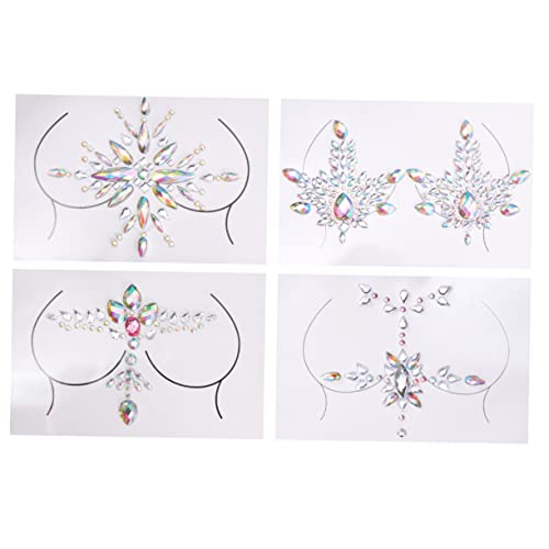 Gogogmee 4sätze Brustwarzen Aufkleber Strass Körperschmuck Brustaufkleber Festival Party Diy Dekoration Sets Juwelen Schmuck Körper Schmuck Aufkleber von Gogogmee