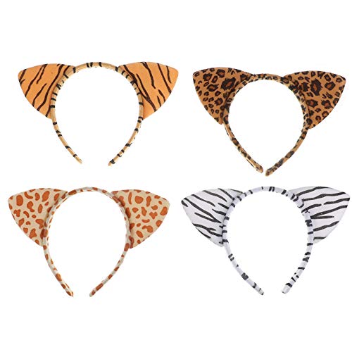 Gogogmee 4stücke Leoparden Haarreif Katzenohren Haarband Mit Leoparden Ohren Stirnband Tier Kopfschmuck Party Kopfbedeckung Für Kinderhaar von Gogogmee