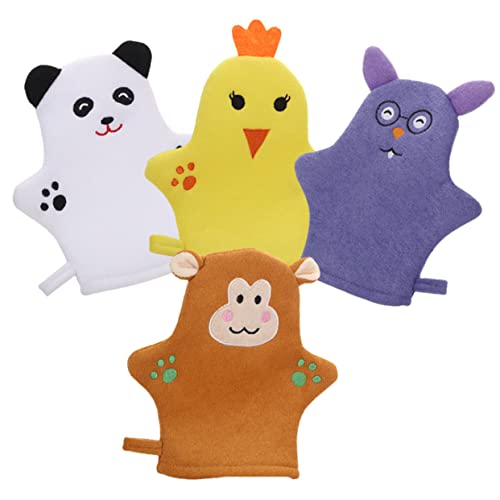 Gogogmee 4stücke Junge Mädchen Badehandschuhe Cartoon Waschlappenhandschuhe Tierform Waschhandschuhe Für Körperreinigung Peeling-duschhandschuhe von Gogogmee