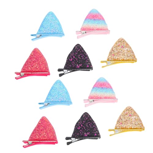Gogogmee 5 Paare Glitzer Katzenohren Haarspangen für Mädchen und Frauen Flauschige Cosplay Haarklammern für Kostümfeste Halloween Weihnachten und Party Fester Sitz Buntes von Gogogmee