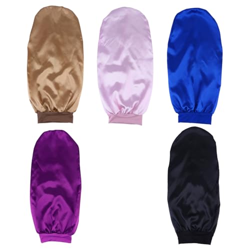 Gogogmee 5 Stück Elastische Satin für Damen Breite Krempe Haarschutz Atmungsaktiv für Lange Haare Nachthut von Gogogmee