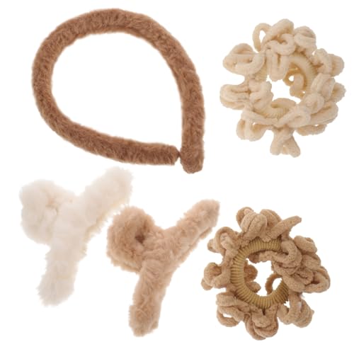 Gogogmee 5 Stück Plüsch Haarband Weiche Haarbänder und Haargummis für Frauen Elastisch Schonend für Dickes und Dünnes Haar Vielseitig für Alltag Arbeit und Freizeit Fest Haltend von Gogogmee