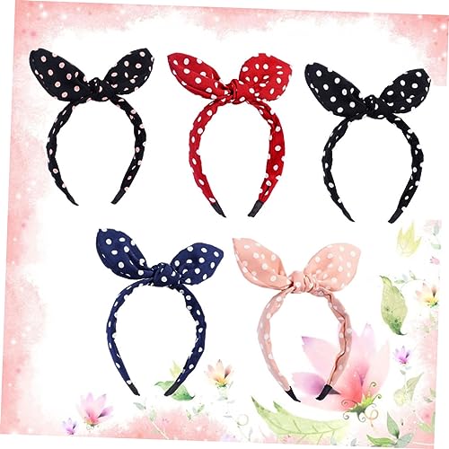 Gogogmee 5 Stück Teiliges Damen Haarband mit Gepunkteten Hasenohren Weichem Stoff Atmungsaktiv Modischer Haarschmuck für Alltag Party und Freizeit Einheitsgröße für Mädchen und Frauen von Gogogmee