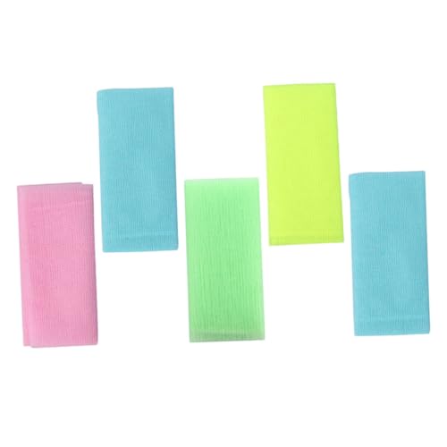 Gogogmee 5 Stück Teiliges Langes Peeling badetuch für Rücken Doppelseitiger Rückenpeeling schrubber Langlebig und Leicht zu Reinigen Fördert Hauterneuerung und Blutkreislauf Farblich von Gogogmee