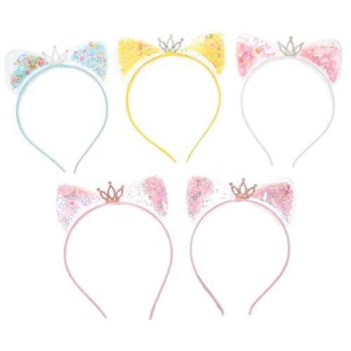 Gogogmee 5 Stück Teiliges Pailletten Katzenohren Haarband Quicksand Design Leichtes Stirnband Party Zubehör für Mädchen und Besondere Anlässe Zufällige Farbe Zufällige Farbe von Gogogmee