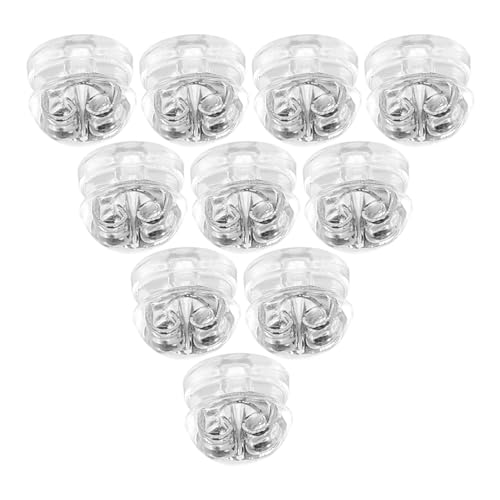 Gogogmee 50 Stück Silikon Ohrring Stopper in Silber für Dünne Ohrstecker Komfortable Ersatz Ohrstecker Verschlüsse Weiche Transparente Ohrverschlussrückseiten für Damen und Herren von Gogogmee