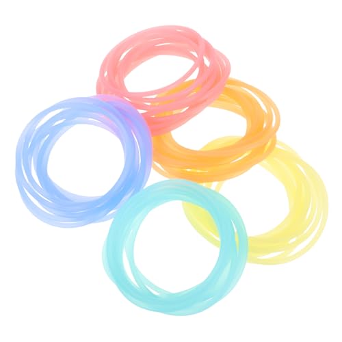 Gogogmee 50 Stück Teiliges Leuchtender Silikon Armreifen Elastische Haargummis Vielseitig Einsetzbar für Erwachsene Neonfarben Langlebig und Formbeständig für Outdoor Spiele und Partys von Gogogmee
