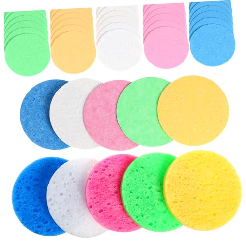 Gogogmee 50 Stück Tragbare Gesichtsschwämme Weiche Zellulose Make up Entferner Schwammpolster Für Gesichtsreinigung Vegan Wiederverwendbar Für Hauttypen Geeignet von Gogogmee