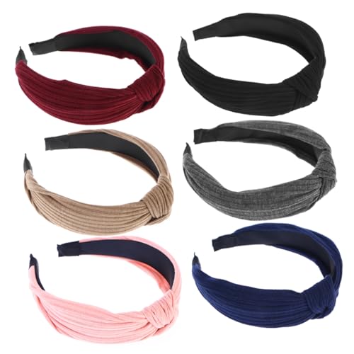 Gogogmee 6 Stck Einfache Haarbänder mit Knoten Turban Haarschmuck für Damen und Mädchen Weinrot Dunkelgrau Marineblau Khaki Rosa von Gogogmee