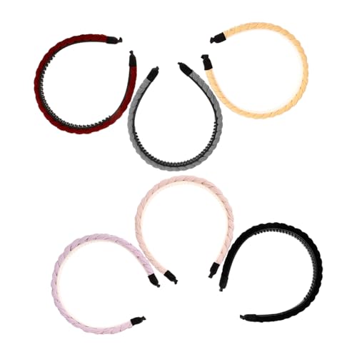 Gogogmee 6 Stck Teiliges Geflochtene Haarbänder aus Stoff für Damen und Mädchen Dekoratives Farbiges Haarschmuck Schwarz Weinrot Blau Gelb Violett und Beige Modisch und Vielseitig für von Gogogmee