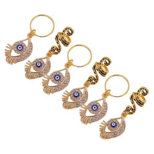 Gogogmee 6 Stck. Teiliges Metall Dreadlock Haarschmuck Spiralförmige Zopfringe mit Evil Eye Anhänger Stabile Glatte Oberfläche Wiederverwendbar für Damen und Bräute Geeignet von Gogogmee