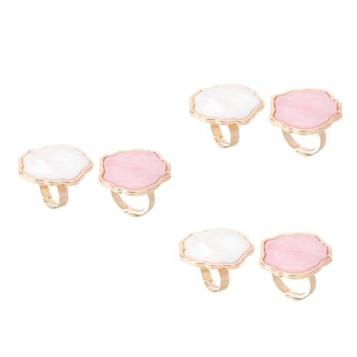 Gogogmee 6 Stk Shell-ring-palette Poliertablett Maniküre-werkzeuge Wimpernschalen Nagel Kunst Bandringe Für Damen Kleine Zeichenplatten Damenringe Nagel-make-up-lackring Achatring Harz Weiß von Gogogmee