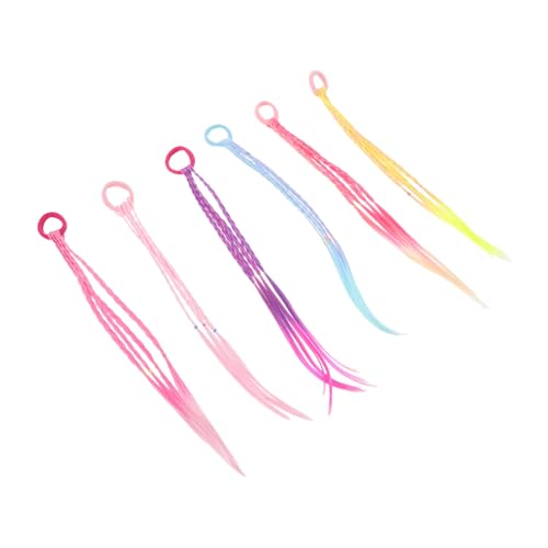 Gogogmee 6 Stück Kinderfarbe Zöpfe Erweiterung der Pferdeschwanzgeflecht Mädchen farbige Zöpfe Haarverlängerungen Pferdeschwanz-Haar-Accessoires Kind flechten Haare chemische Faser von Gogogmee