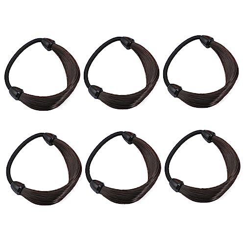 Gogogmee 6 Stück Perücke Elastisches Haarband Pferdeschwanz Halter Scrunchies für Hosenträger Gummiband Frauen Haarseil Perücke Haar auf Gummiband Haarbänder für Zopf Krone Kunststoff Miss Surround von Gogogmee