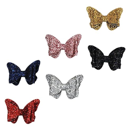 Gogogmee 6 Stück Teiliges Bunter Haarspangen mit Glitzernden Schleifen Sichere Bequeme Haarklammern für Kleinkinder Mädchen Farbenfroher Haarschmuck für Alltag und Festtage von Gogogmee
