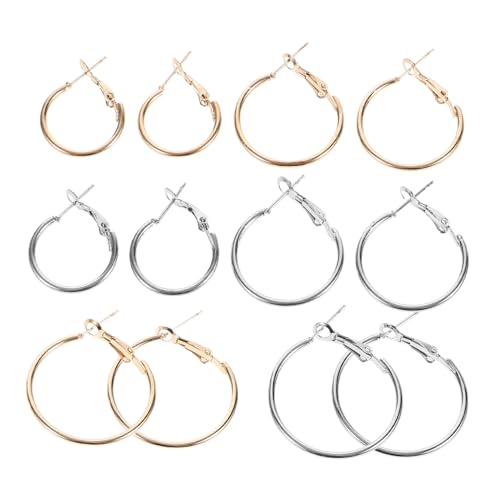 Gogogmee 6 Stück Teiliges Große Runde Creolen Ohrringe für Damen C Förmige Metallohrringe Modisch Vielseitig Kombinierbar in Gold und Weiß von Gogogmee