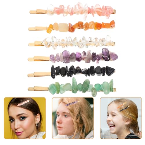 Gogogmee 6 Stück Teiliges Haarspangen Natürlichen Edelstein bobby Pins Farbenfrohe Haarklammern für Damen und Mädchen Dekorative Haarnadeln für Geflochtenes Glattes und Lockiges Haar von Gogogmee