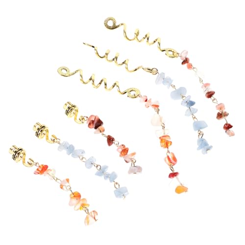 Gogogmee 6 Stück Teiliges Natürliche Stein haarringe für Zöpfe Lange und Kurze Styles Modischer Dreadlock schmuck für Alltag und Besondere Anlässe Vielseitige Flecht accessoires für Frauen von Gogogmee