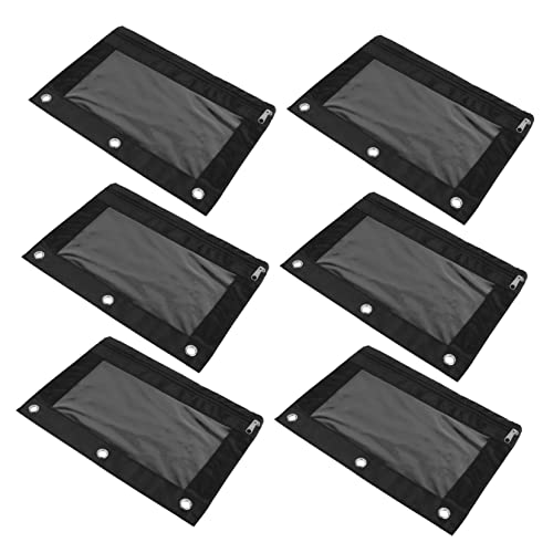 Gogogmee 6 Stück Große Kapazität 3-Ring Federmäppchen Tragbare Doppel Reißverschluss Schreibwaren Taschen Oxford Material Schwarz Für Schule Und Büro von Gogogmee