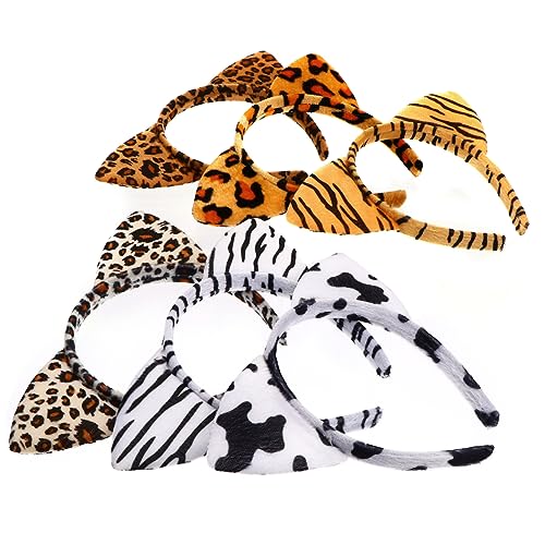 Gogogmee 6stücke Katzenohren Stirnband Tier Haarreif Leoparden-haarreif Junge Mädchen-haarreif Tier-ohr-stirnbänder Cosplay-kopfbedeckung Für Halloween Party von Gogogmee