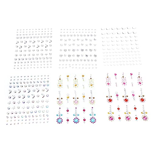 Gogogmee 6blätter Eye Face Gems Sticker Für Augenbrauen Gesicht Und Maske Langlebige Acryl-effekte Für Partys Festivals Vielseitige Dekoration Kleber von Gogogmee