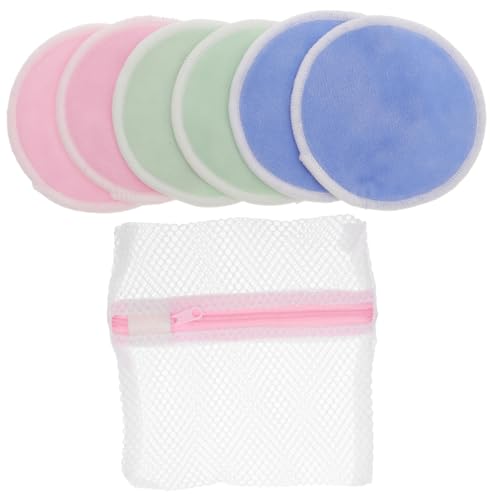 Gogogmee 7stücke Bambusfaser-pads Als Wiederverwendbarer Make-up-entferner Für Gesichtspuff Set Pro Farbe Blau Grün Und Einer Aufbewahrungstasche Für Hautpflege Und Tägliche Anwendung von Gogogmee