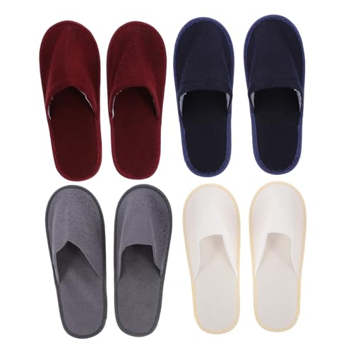 Gogogmee 8 Paare Faltbare Hausschuhe aus Rutschfestem Farbigem Frottierstoff Leicht und Tragbar für Damen und Herren für Zuhause Hotelgäste Reisen und Kurzzeitvermietung Zufällige Farbe von Gogogmee