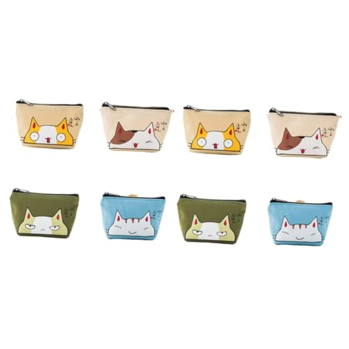 Gogogmee 8stücke Mini Aufbewahrungstasche Katzenmotiv Geldbörse Für Kleingeld Münzen Und Reisebedarf Mit Praktischem Reißverschluss Für Katzenliebhaber Und Mädchen Süße Designs von Gogogmee