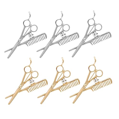 Gogogmee 8 Stück Teiliges Friseur Broschen aus Legierung Haarschneidewerkzeug Anstecknadeln in Gold und Silber Anstecknadeln für Kleidung Schals und Hüte Stilvolles Friseur Abzeichen für von Gogogmee