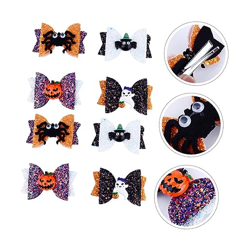 Gogogmee 8 Stück Teiliges Halloween Haarklammer mit Schleifen Haarschmuck Bunte Haarspangen für Mädchen und Frauen Festliche Kopfbedeckung mit Spinne Kürbis Geist Designs von Gogogmee