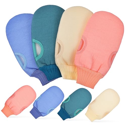 Gogogmee 8 Stück Teiliges Peeling Handschuhe mit Elastischem Sanfte Körperreinigung und Effektives Hautpeeling Atmungsaktive Duschhandschuhe mit Daumenloch für Damen und Herren Angenehme von Gogogmee