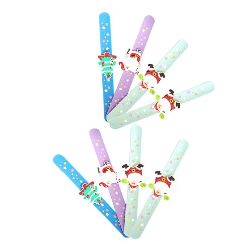 Gogogmee 8 Stück Teiliges Silikon Schnapparmband Weihnachtsdesign Party Mitgebsel Robust Farbenfroh Sicher für Jungen Mädchen Einfache Anwendung von Gogogmee