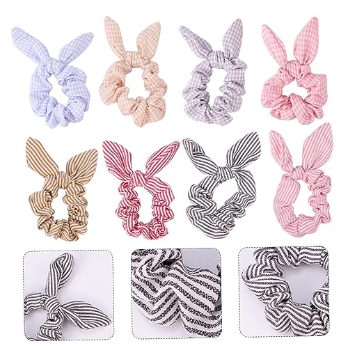 Gogogmee 8Stücke Kaninchenohren Haargummis für Mädchen Elastische Haarbänder mit Bogenknoten Haarschmuck für Tägliche Verwendung Armband Zufällige Farben Perfektes von Gogogmee