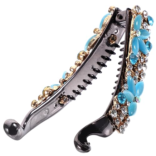 Gogogmee Banana Haarklammer Mit Strasssteinen Für Dünnes Haar Haarspange Für Damen Rutschfester Pferdeschwanzhalter Vintage Haarschmuck Blau Für Verschiedene Frisuren von Gogogmee