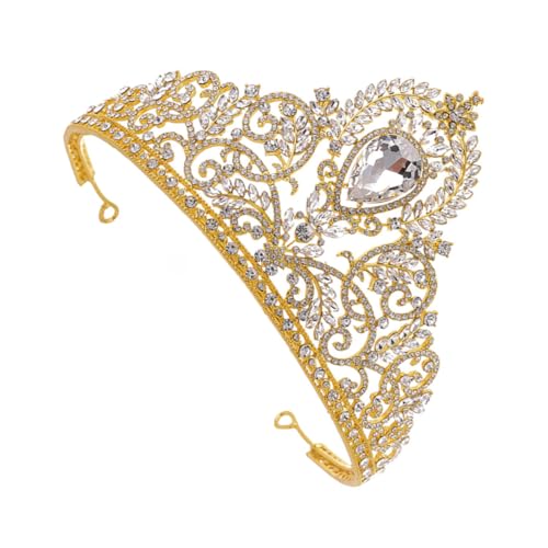 Gogogmee Barockstil Große Goldene Krone Haarschmuck mit Strassbesatz für Damen Braut Hochzeit Haarschmuck Prinzessin Tiara Festlich Elegant von Gogogmee