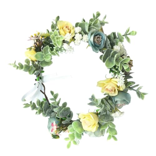 Gogogmee Blumenkranz Haarschmuck Gelb Künstliche Rosen Hochzeits Stirnband Party Braut Kopfschmuck Leichtes Material Für Foto Requisiten von Gogogmee